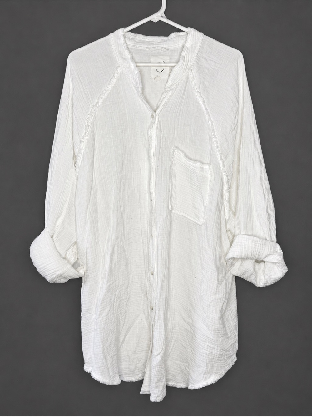 Aerie Gauzy Coverup Shirt Dress XL 
White Cotton Oversized 
Button Down Beach